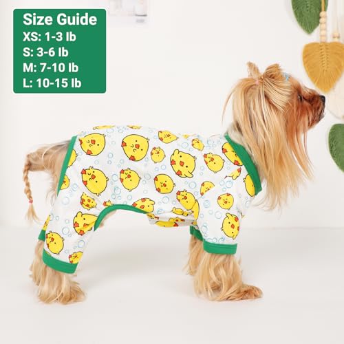 Dog Pajamas Small Sized Dogs Stretchable Summer Dog Clothes Pjs 4 Legs Girl Boy Cute Soft Puppy Outfits Doggie Cat Jammies Jumpsuit Sleeper for Pet (Little Bird / X-Small (Chest 11in ))