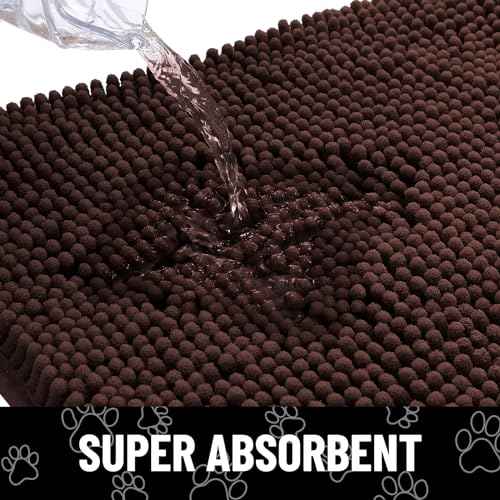 Dog Door Mat for Muddy Paws (45"X27" / Brown and White)