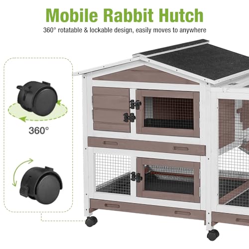 Rabbit Hutch Indoor Outdoor (Brown / 62.0"L x 22.6"W x 33.5"H)