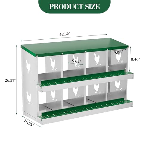 8 Hole Chicken Nesting Box with Roll Out Egg Tray