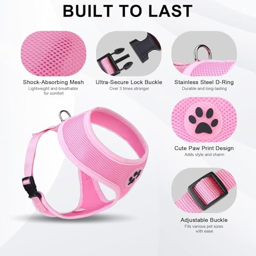 Small Dog Harness (L (NECK: 17", CHEST: 18.8"-24") / Pink)