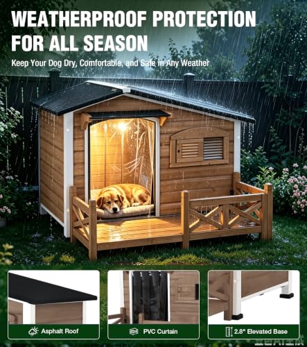 Dog House Outdor with Reinforced Iron Frame and Front Porch