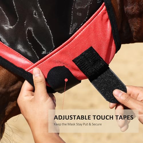 Horse Fly Mask with Ears (Coral Orange / Small (Yearling))