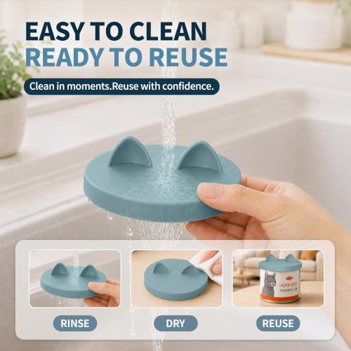 3-in-1 Dog Food Can Lids, Cat Food Can Covers, 2pcs, Light Blue (Light Blue)