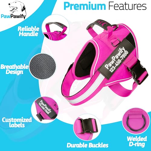 Custom No Pull Dog Harness with Name and Phone Number (S (10-19LBS) / New Pink)