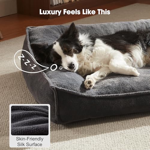 XXL Orthopedic Dog Beds Large Sized Dog (Grey / 45"L x 32"W x 9.5"Th)