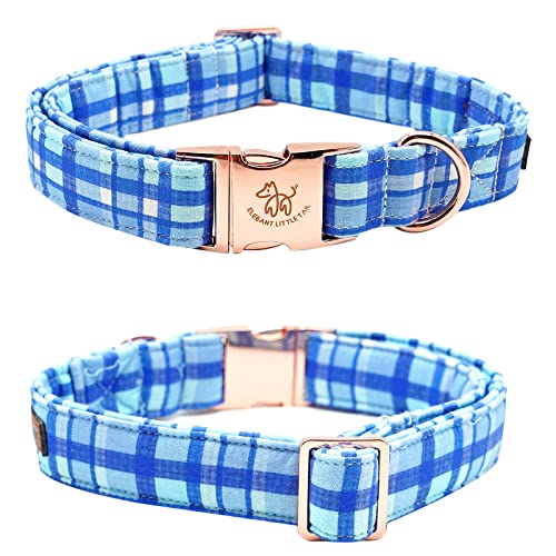 Dog Collar with Bow (Blue Plaid / Small (Pack of 1))