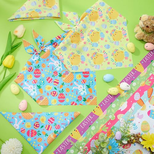 100 Pcs Spring Dog Bandanas Bulk Bunny Egg Carrot Bandanas for Dogs Triangle Kerchief Bibs Scarf Set for Pet Costume Easter Photo Props Accessories Pet Shops (Easter / 31.5 x 21.7 x 21.7 Inch)