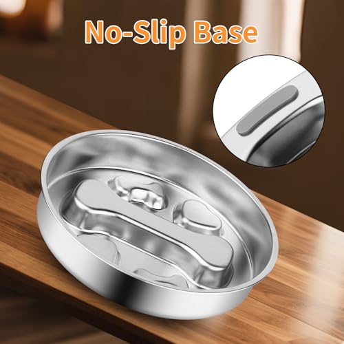 Non Slip Stainless Steel Slow Feeder Dog Bowl (2 Cups)