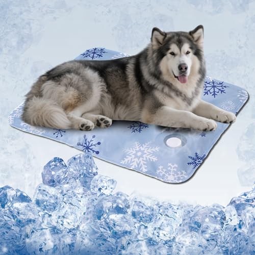 Cooling Dog Bed (Blue snowflakes / 35.4''*23.6'' Large)