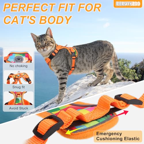Cat Harness and Leash (Orange / Medium (Chest: 16 - 20"))