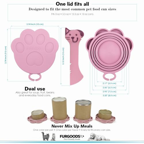 FURLIDS Pink Cat Dog Food Can Lid (Pink)