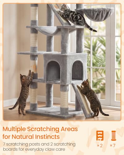 Large Cat Tree (Dove Gray / 21.6"L x 17.7"W x 81.1"H)