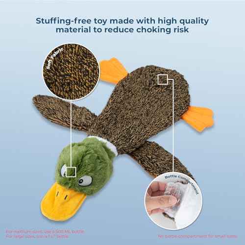 2-in-1 Stuffless Squeaky Dog Toy - Duck&Alligator, Medium (Multicolor/Alligator & Wild Duck / Medium)