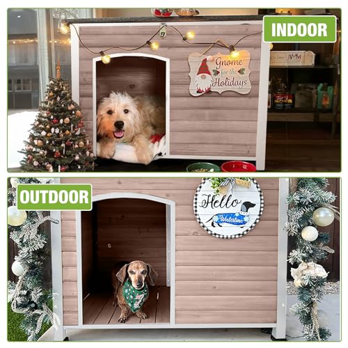 Large Dog House Outdoor Indoor with Chew Proof Iron Frame