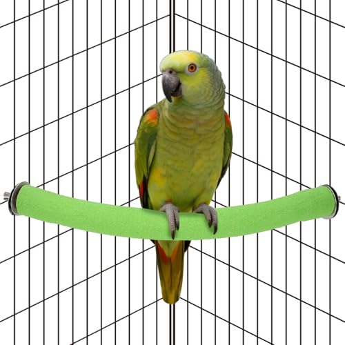 90 Degree Parrot Perch for Cage Corner (Large / Green-corner-90)