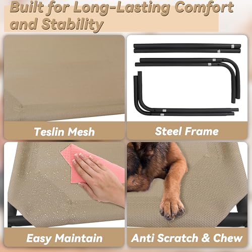 Elevated Dog Bed for Large Dogs (Large / Brown)