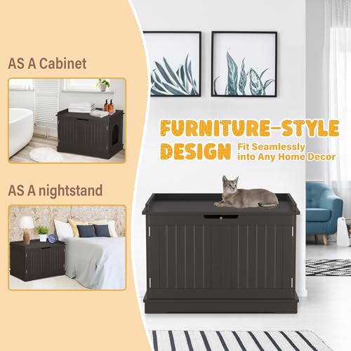Cat Litter Box Enclosure Furniture Hidden (Brown)