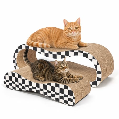 2 in 1 Large Cardboard Cat Scratcher Lounger (2 IN 1 L-Checkerboard)