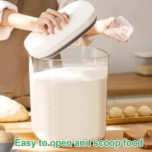 Large Flour Storage Container 10.56 Qt (White/Clear / 10.56 Qt-Pop)