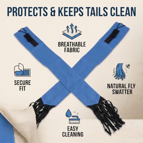 Non Woven Horse Tail Bag Breathable Protection for Braided Tails Keep and with Adjustable Drawstring for Equestrian Tack Storage (Blue)