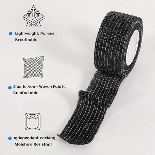 24 Rolls Elastic Self Adhesive Bandage Wrap 1 Inch (1 Inch-24 Count Black)