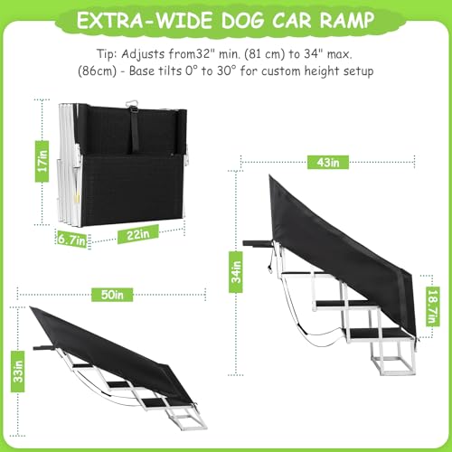Dog Stairs with 𝗚𝘂𝗮𝗿𝗱𝗿𝗮𝗶𝗹 for Large Dogs (4-Steps Extra-Wide with a Guardrail / 20" W x 34-36" H)