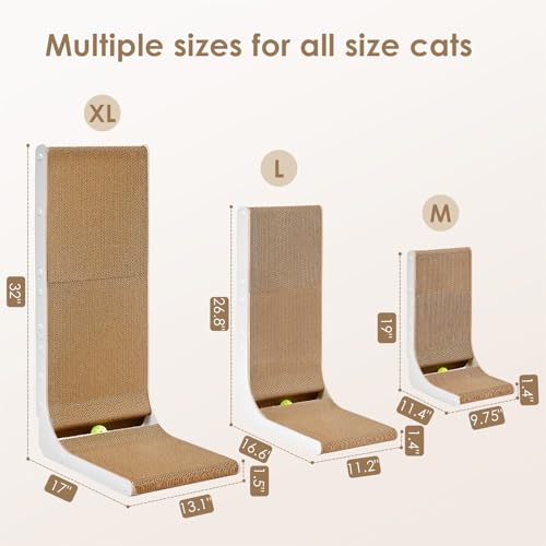 Cardboard Cat Scratcher for Indoor Cats (White / 16.6x11.2x26.8)