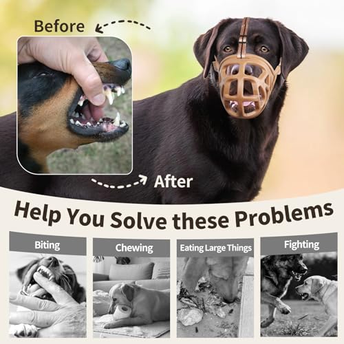 Basket Dog Muzzle for Large Medium Small Dogs German Shepherd (X-Large / Brown)