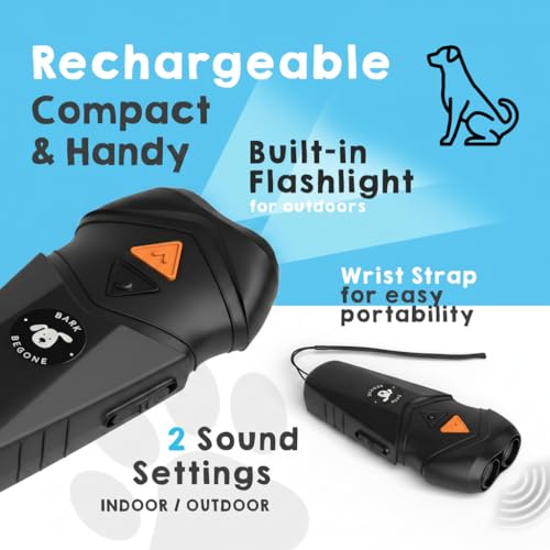 Ultrasonic Dog Bark Deterrent & Behavior Corrector (Black Rechargeable (1 Pack))