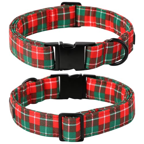 Christmas Dog Collar (Medium (Pack of 1) / Red Green Grid)