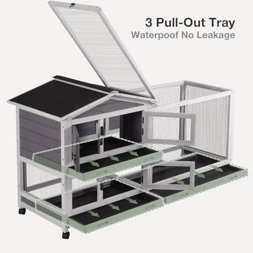 2 Story Indoor Rabbit Hutch with Chew (Grey)