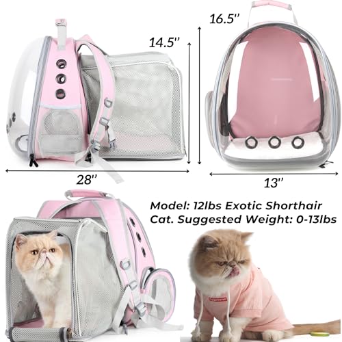 Expandable Bubble Cat Carrier Backpack (Square Back Expandable-Pink)