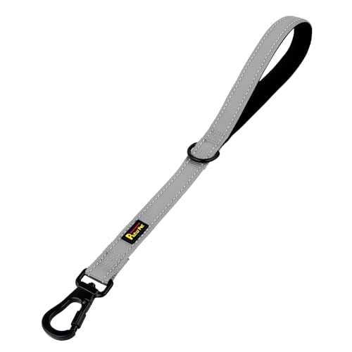 Short Dog Leash with Padded Handle for Medium Large Dogs (Gray / 18 Inch (Pack of 1))