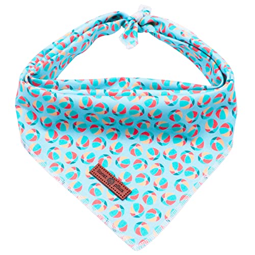 Dog Bandana Fabric Summer Dogs Kerchief for Medium Large Dogs (Beach Ball / Large (Pack of 1))