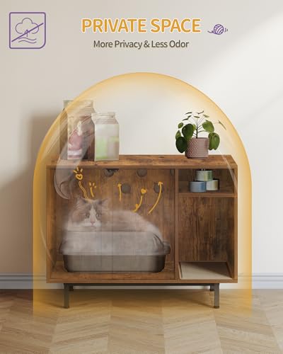 Cat Litter Box Enclosure (Rusic Brown / 31.4"L x 19.6"W x 24"H)