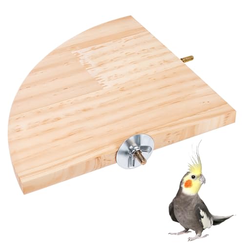 Bird Perch Platform Stand Wooden Parrot Perch Corner 6.7 Inches Fan Shape Playground Cage Accessories Parrot Stand Flat Perches for Bird Cages Corner Shelf for Birds Parrots Hamster Gerbil (17cm x 17cm x 1.2cm)