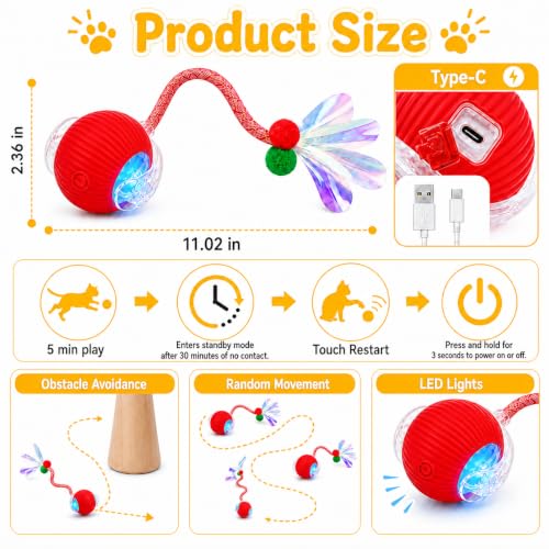 Interactive Cat Toy Ball (A-Red)