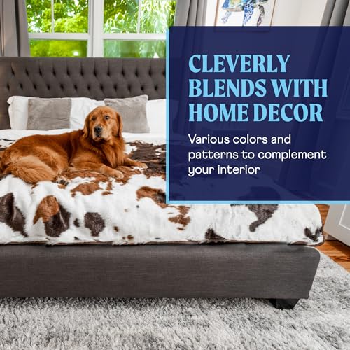 PupProtector Waterproof Throw Blanket (Brown Cowhide / Large (80" L x 62" W))