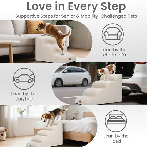 Ramp Dog Stairs for Couch Sofa and Chair 11.8" H (Beige / 2-Step (15.7"D x 15.7"W x 11.8"H))