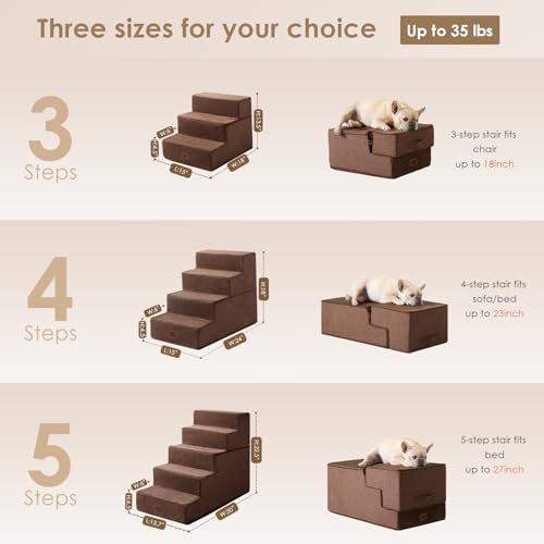 Dog Stairs for Bed 18" H (Brown / Standard 15" x 24" x 18")