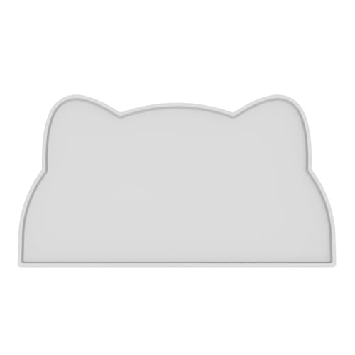 Cat Food Mat Silicone Non Slip Dog Bowl Mat Waterproof Cat Feeding Mat Stop Food Spills and Water Messes Out to Floor Pet Food Mat (Light Gray / 20" x 12")