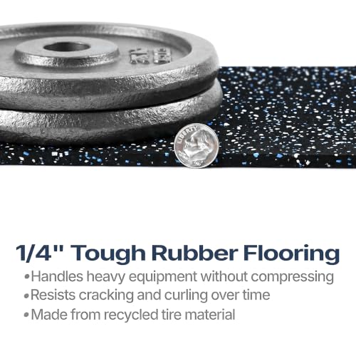 Traxxon by FlooringInc Rubber Gym Flooring Roll (Blue/Grey / 48"L x 36"W x 0.3"Th)