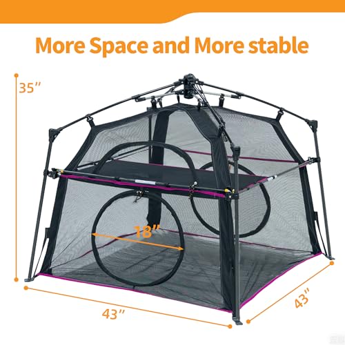 Extra Large Catio Outdoor Cat Enclosure 2 (Rose Trim / Two layer)