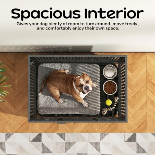 38 Inch Heavy Duty Indestructible Dog Crate (37.2"L x 25.1"W x 28.9"H / Black)