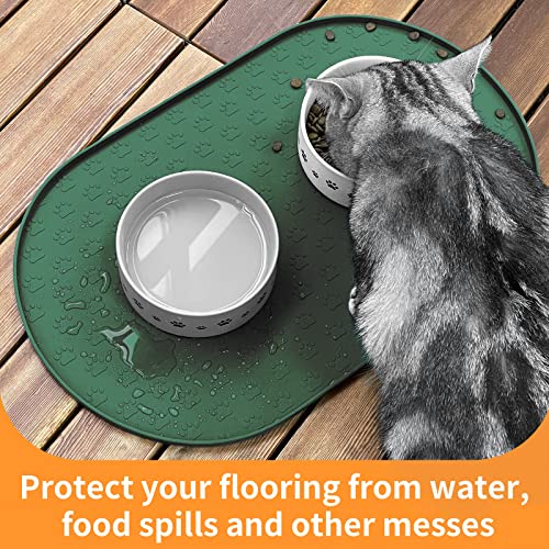 Dog Food Mat Spill (Hunter Green / 19"L x 12"W)