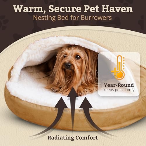 Cozy Cave Dog Bed (35.0"L x 35.0"W x 8.0"Th / Camel)