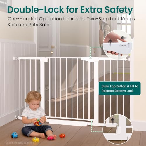 2 Pack 30 54" Baby Gate for Stairs (White / 30"-54" W x 30.5" H | 2 Pack)