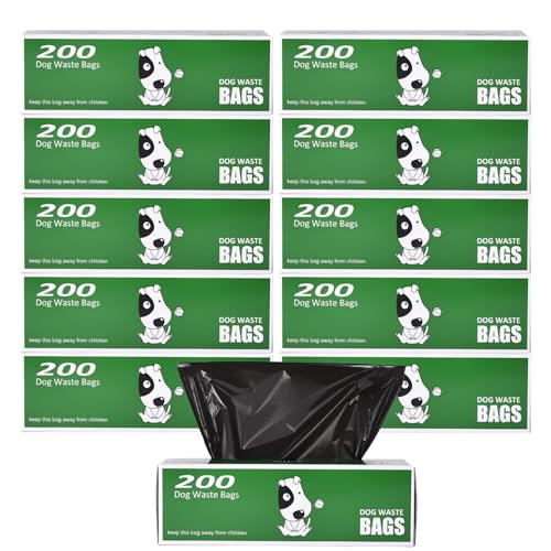 Dog Poop Bags Rolls (Black / 200 Count (Pack of 10))