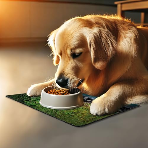 Cabin Pet Mat for Food and Water (Brown Green)